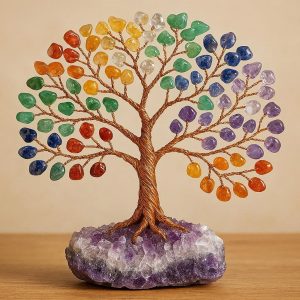 Crystal Gemstone Tree of Life Decoration for Positive Energy Good Luck