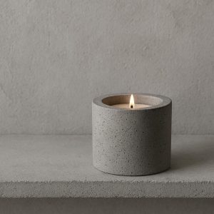 Gray Concrete Candle Holder Industrial Minimalist Shelf Decor