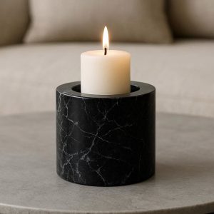 Black Marble Candle Holder Minimalist Coffee Table Centerpiece