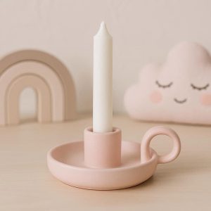 Pastel Pink Ceramic Candle Holder Minimalist Nursery Decor