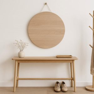 Nordic Style Wooden Circle Wall Hanging Minimalist Entryway Decor