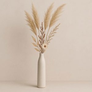 Tall Slim Ceramic Vase for Pampas Grass and Dried Flower Arrangements