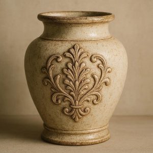 Vintage Style Ceramic Vase with Embossed Pattern for Classic Home Decor